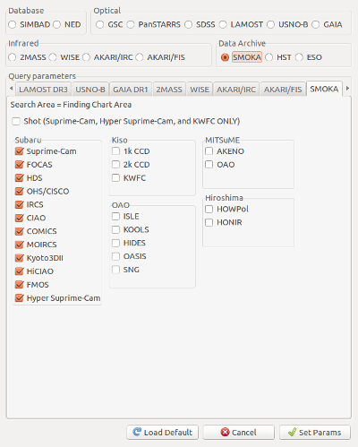 Database Query parameters dialog