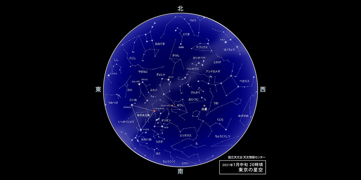 monthly information on stargazing in Japanese to find what constellations we can see in Tokyo’s night sky