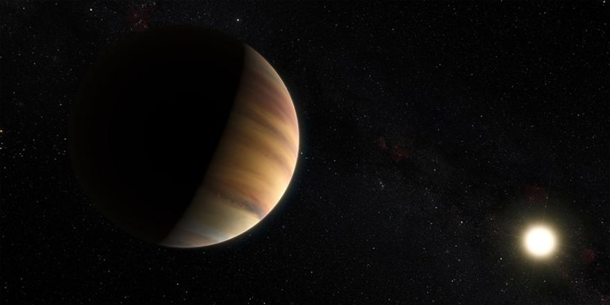 1995年にスイスのチームによって発見が報告された、初めての系外惑星である「ペガスス座 51 番星 b」の想像図
